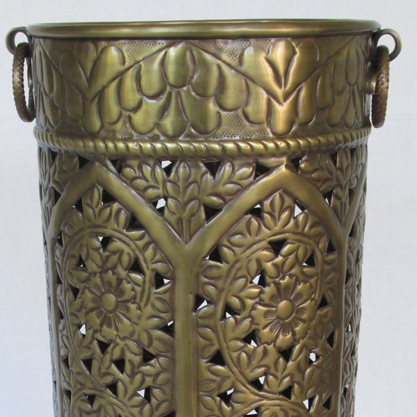 FINAL Close Out! Solid Brass Umbrella Stand Handmade 18.5"H x 8.5"D Openwork