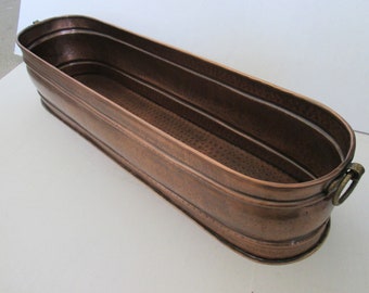 Final Close Out!  Long Solid Copper Window Box Planter, Copper Deck Planter 33.75"L x 8.5"W x 7"H