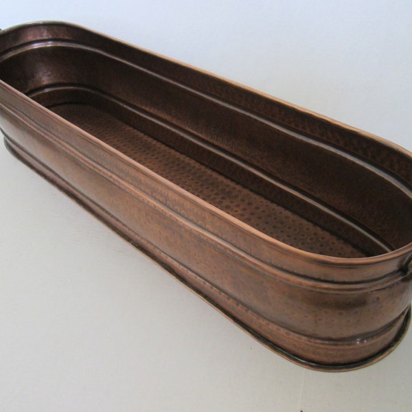 Final Close Out!  Long Solid Copper Window Box Planter, Copper Deck Planter 33.75"L x 8.5"W x 7"H