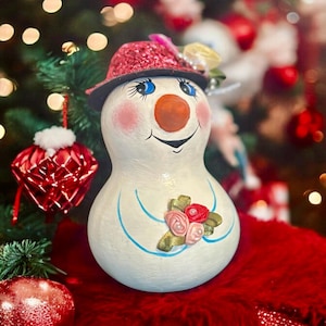 Snowman - Pink Flowers