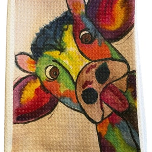 Colorful cow  kitchen towel