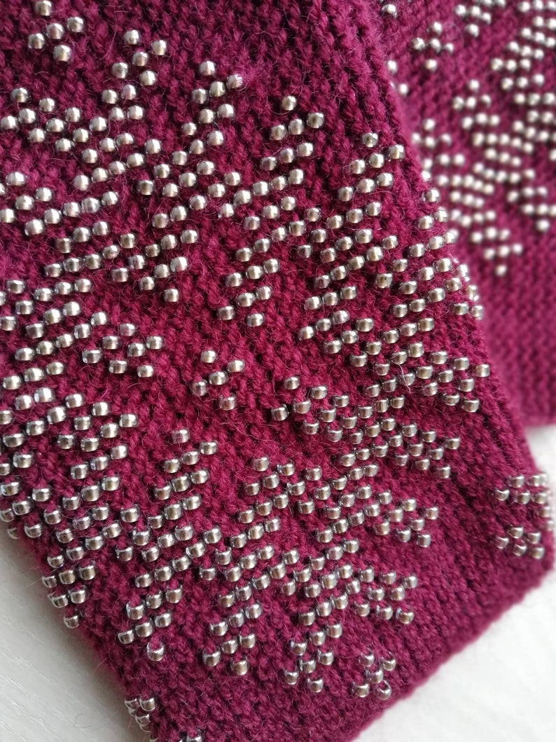 Beaded Cuff Beautiful Merino Wool Wristband Handmade Wrist Etsy