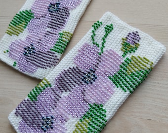 Handgemachte Perlen Merino Wolle Pulswärmer: Frühlingsblüte Manschette