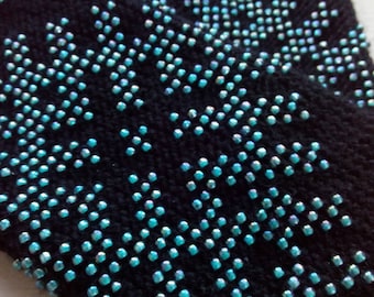 Handgefertigte Perlen Wolle Pulswärmer: Schwarze fingerlose Handschuhe