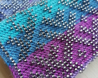 Handgemachte Perlen Merino Wolle Pulswärmer: Boho Chic Strick Handschuhe