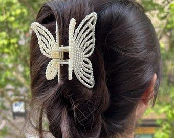 9.5cm pearl butterfly hair clip, wedding hair accessory