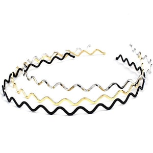 Wavy metal headband, hair accessory, black, gold, silver