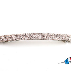 Grampo de cabelo feito na França com lantejoulas finas, comprimento 10 cm - ouro rosa