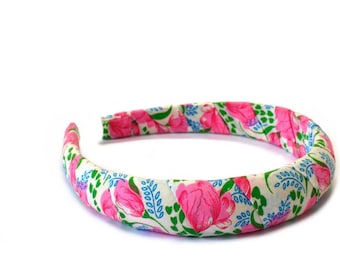 Hair accessory, flower headband 2.5cm - pink