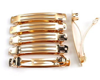 50 hair clips, 8cm x 1cm, rhodium-plated silver or gold setting, hair accessory
