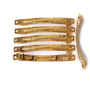 10 large barrettes 9cmx0.9cm &quot;Clip Paris&quot; setting, gold or silver, hair accessory