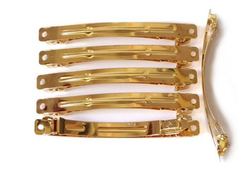 10 large barrettes 9cmx0.9cm "Clip Paris" setting, gold or silver, hair accessory