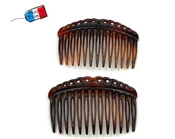 Set of 2 side hair combs, Made in France, 7cm