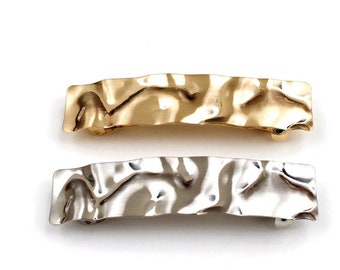 Hammered design metal barrette 8.5cm, hair accessory