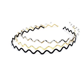 Corrugated metal headband, hair accessory, black, gold, silver