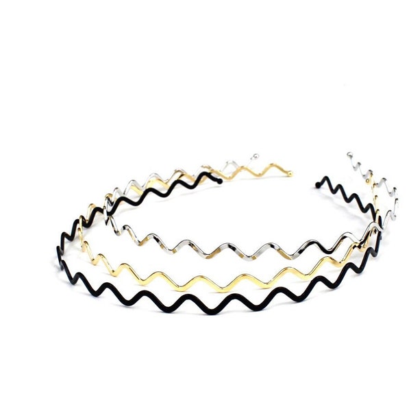 Corrugated metal headband, hair accessory, black, gold, silver