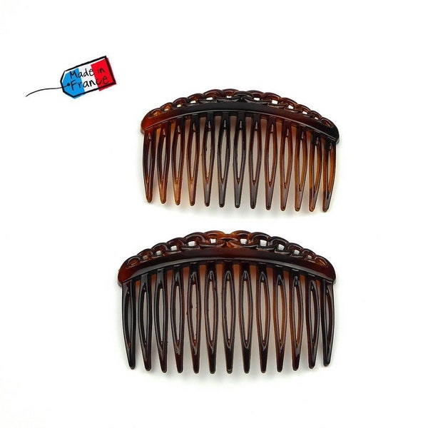 Set of 2 side hair combs Made in France 7cm