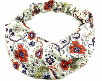 Crossed hair band, floral print fabric