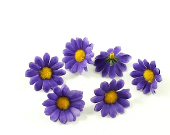 Lot de 20 fleurs marguerites violet sans tige - violet