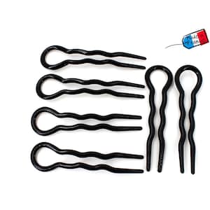 6 hair accessory bun pins made in France black 8.8cm