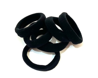 Pack of 6 black microfiber hair elastics, hair ties