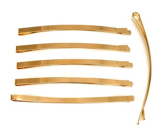 10 large gold-plated hair clips or fine hairpins, 8.5x0.4cm