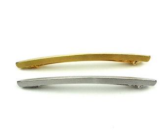 Thin brushed metal hair barrette 10.5cm, hair accessory