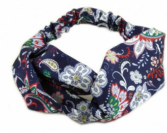 Crossed hair band, floral print fabric
