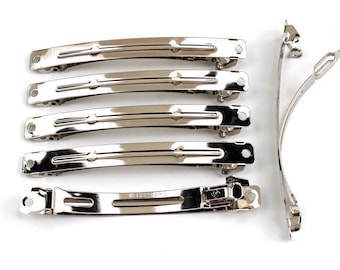 50 large 9cm x 0.9cm "Clip Paris" style hair clips, silver or gold, hair accessory