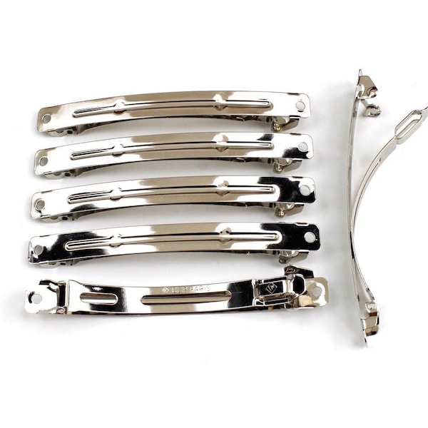 50 large 9cm x 0.9cm "Clip Paris" style hair clips, silver or gold, hair accessory