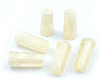10 cilindrische acryl kralen 27x11mm - ivoor