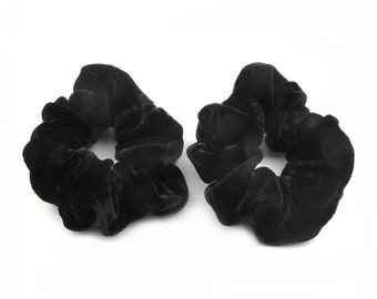 Lot de 2 chouchou scrunchie en velours noir 8cm, accessoire cheveux