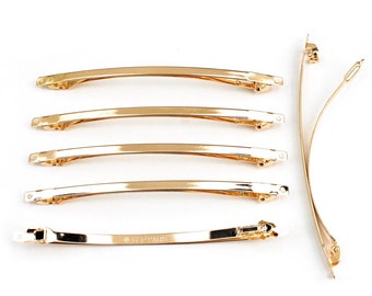 10 thin 10cm x 0.3cm "Clip Paris" metal hair clips in gold or silver, hair accessory