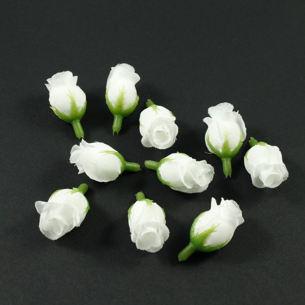 Pack of 20 white rosebud flowers without stem - white