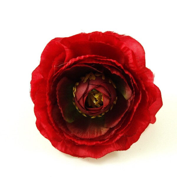 6 fleurs artificielles sans tige 6cm - Rouge