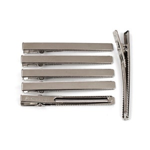 10 Flat metal crocodile hair clips 6cmx0.5cm