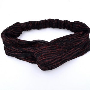 Red lurex fabric crossover headband