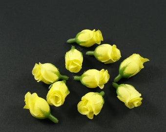 Pack of 20 yellow rosebud flowers without stem - yellow