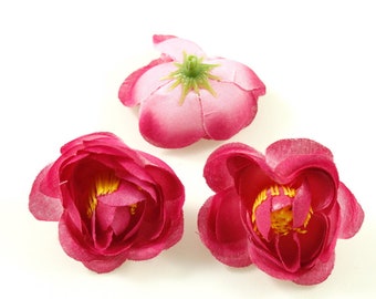 Pack of 10 artificial flowers without stem 40mm - Fuchsia