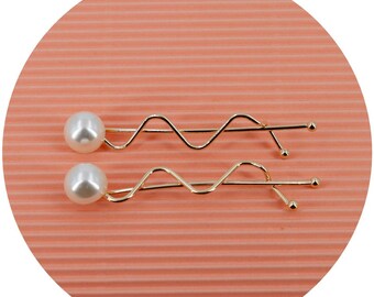 Set of 2 pearl hair clips/pearl hair clips 7cm