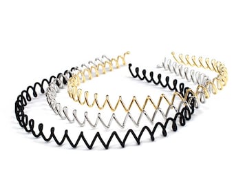 Zigzag metal headband, hair accessory, gold, silver, black