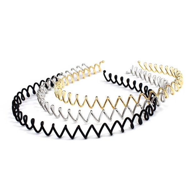 Zickzack-Stirnband aus Metall, Haarschmuck, Gold, Silber, Schwarz