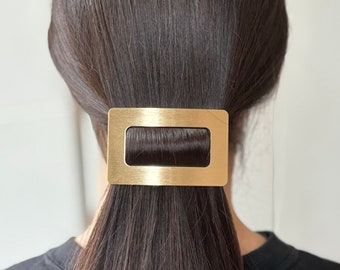 Barrette cheveux rectangulaire en métal brossé 8cm, accessoire cheveux