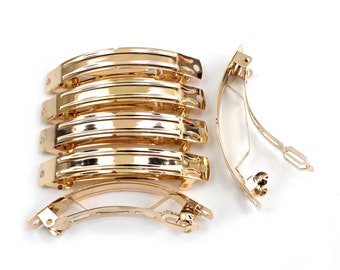 50 barrettes with curved frame "Clip Paris" 6.5cmx0.9cm, silver or gold, hair accessory