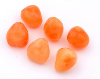 Set of 10 heart-shaped acrylic beads 21x21x17mm - orange