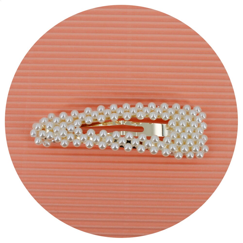 Accessoire cheveux, barrette clip cheveux 6.5cm perles / pince cheveux clic clac perle