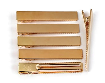 10 pinzas para el pelo planas de metal con forma de cocodrilo, 6 cm x 1 cm