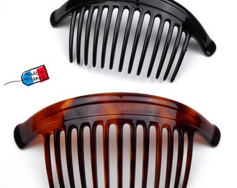 Extra Large Hair Comb with Celluloid Sides, 18cm, Made in France - Banana Bun