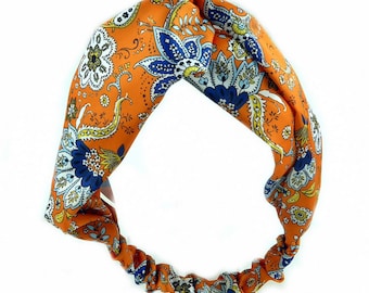 Crossed hair band, floral print fabric