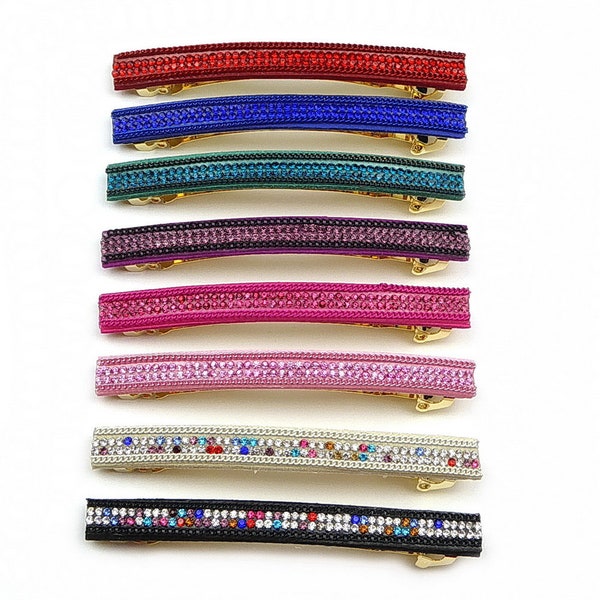 Barrette cheveux longue 9.5cm chaine strass